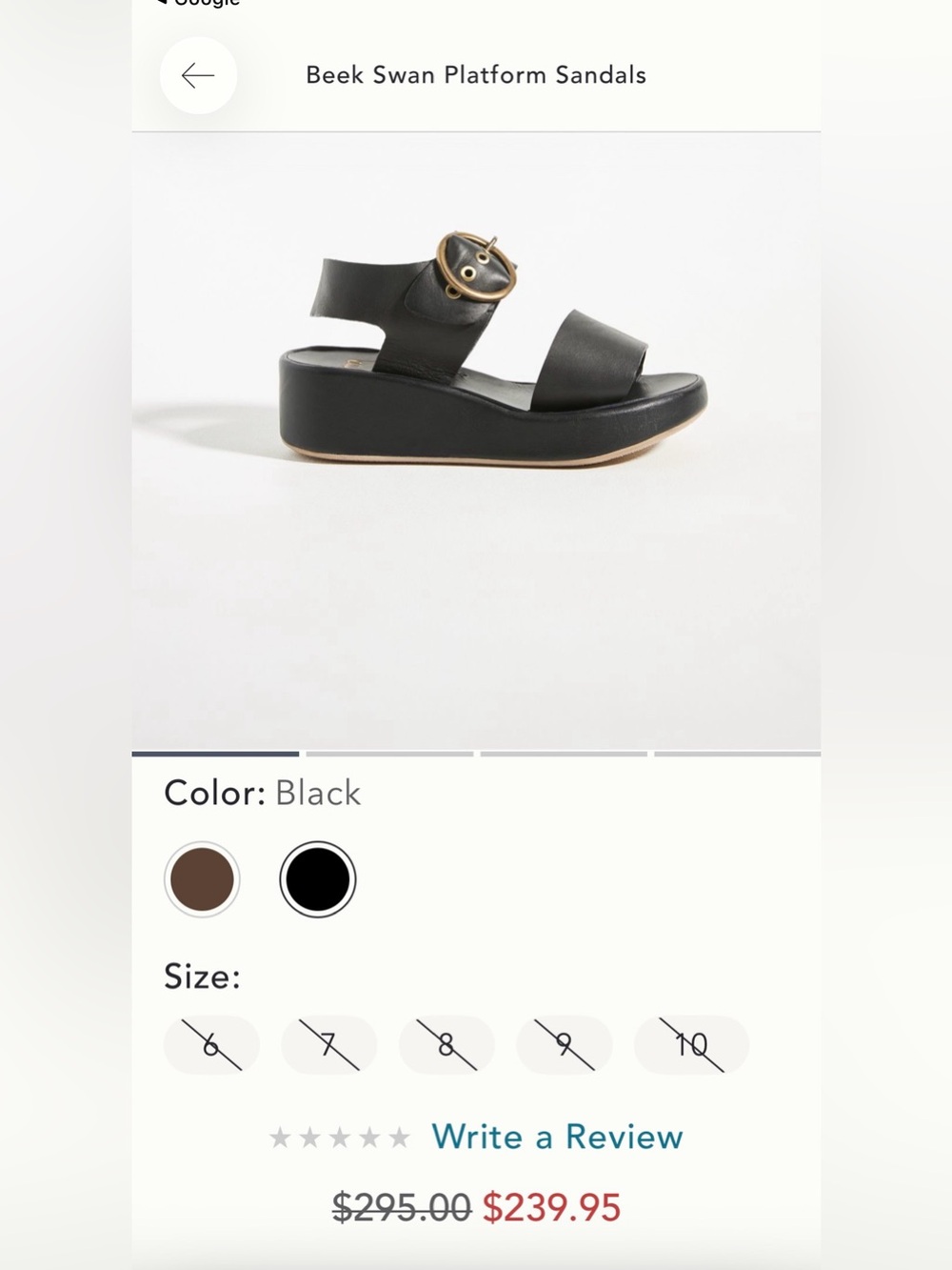 Beek Swan Black Leather Platform Sandals with gold buckles 8